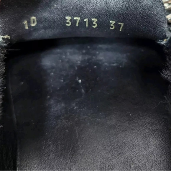 PRADA Pony Calf Hair Driving Loafers COA Sz 37/7 US Logo Charm Black Driver - Picture 16 of 16